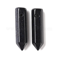 合成のブルーゴールドストーンの刻まれたペンダント  多面カット  弾丸  30~33x8~9mm  穴：1.4~1.6mm&nbsp;G-D460-01F