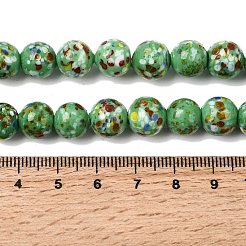 手作りランプワークビーズ連売り  ラウンド  ミディアムシーグリーン  10mm  穴：2.8mm  約40個/連  13.19''（33.5センチメートル）&nbsp;LAMP-H071-01C-09