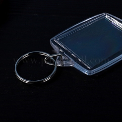 アクリルフォトフレームキーホルダー  鉄のスプリットキーリング付き  長方形  透明  60x40mm&nbsp;ZXFQ-PW0001-038