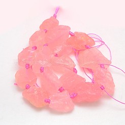 天然石ローズクォーツビーズ連売り  ナゲット  13~35x8~28mm  穴：2mm  約15~19個/連  15.74インチ&nbsp;G-L159-14