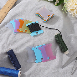 200個 5色 PVCプラスチック糸巻き板  フロスボビン  クロスステッチ刺繡用綿糸クラフトDIY縫製収納用  骨  ミックスカラー  38.5x35x1mm  穴：6.5mm  40個/カラー&nbsp;TOOL-SC0001-82