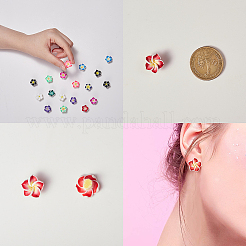 手作り樹脂粘土3Dプルメリアフラワービーズ  ミックスカラー  15x8mm  穴：2mm  100個/セット&nbsp;CLAY-SC0001-02