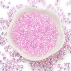 内側の色のフリンジガラスシードビーズ6/0個  ティアドロップ  パールピンク  4.5~5x3.5~4x4~5mm  穴：1mm  約88個/10g&nbsp;X1-SEED-A034-03D