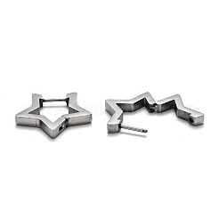 変色しにくい304ステンレススチール製スターハギーフープピアス  ステンレス鋼色  20x21x3mm  ピン：1mm&nbsp;STAS-J033-05P