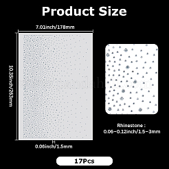 キラキラガラスホットフィックスラインストーン  水玉模様  クリスタル  263x178x1.5mm  ラインストーン：1.5~3mm。&nbsp;DIY-WH20430-435
