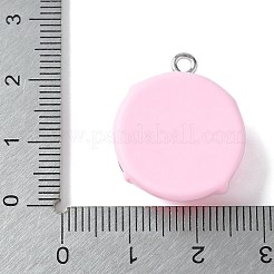 不透明樹脂ペンダント  模造食品  ドーナツ  プラチナメッキ鉄ループ付き  ピンク  22.5x19.5x8mm  穴：2mm&nbsp;RESI-S019-02E