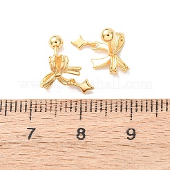 星付き蝶結びスターリングシルバースタッドピアス925個  ゴールドカラー  11.5x9.5mm&nbsp;EJEW-K317-10G
