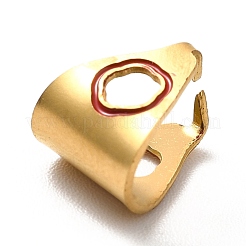 304ステンレススチールスナップオンベイル  エナメル  三角形  ゴールドカラー  ミックスカラー  9x8x7mm  ピン：1mm&nbsp;STAS-I193-10G