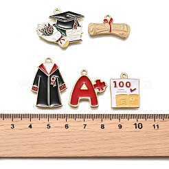 卒業シーズン合金エナメルペンダント20個5スタイル  混合図形  ミックスカラー  14~30x17~29x1~2mm  穴：1.6~2mm  4個/スタイル&nbsp;ENAM-FP0002-80