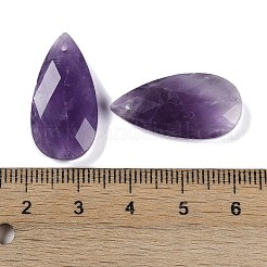 天然石アメジストペンダント  多面カット  ティアドロップ  25x13x6mm  穴：1mm&nbsp;G-C140-05E