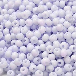 ガラスシードビーズ  マカロンカラー  丸い穴  ラウンド  ラベンダー  4x3mm  穴：1.4mm&nbsp;SEED-XCP0001-32