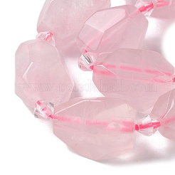 天然石ローズクォーツビーズ連売り  多面カット  ナゲット  16.5~27.5x9.5~21.5x9.5~21.5mm  穴：2mm  約12~15個/連  15.16~15.75''（38.5~40センチメートル）&nbsp;G-H095-A10-01