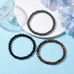 3個 3スタイル 天然&合成石ミックス ラウンドビーズ ストレッチブレスレット  積み重ね可能なブレスレット  内径：2-3/8インチ（6cm）  1個/スタイル&nbsp;BJEW-JB10178-02
