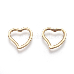 304ステンレススチールリンクリング  ハート  ゴールドカラー  14.5x15x1.5mm  穴：9.5x11mm&nbsp;STAS-I101-51G
