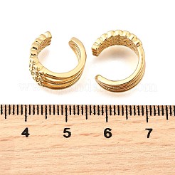 真鍮マイクロペーブクリアキュービックジルコニアカフイヤリング  トリプルC字型  18KGP本金メッキ  14x13x7.5mm&nbsp;EJEW-F370-38B-G