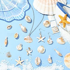 200PCSアクリルパーツ  イミテーションシェル＆パール  貝殻の形とヒトデのチャーム  パパイヤホイップ  17~30.5x9~27x5~11mm  穴：2~3mm&nbsp;OACR-CJ0002-66
