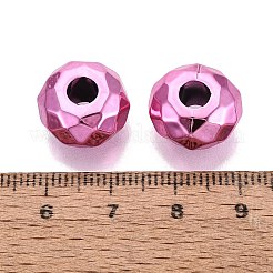 UVメッキ加工を施した虹色透明アクリル製ヨーロピアンビーズ  大きな穴ビーズロンデル  ショッキングピンク  15x8mm  穴：4.7mm&nbsp;OACR-E033-22-05