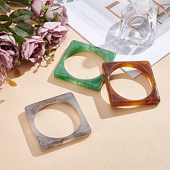 3色のアクリルバングル3個  模造大理石のバングル  ミックスカラー  内径：2-1/2インチ（6.3cm）  1pc /カラー&nbsp;BJEW-UN0001-72A