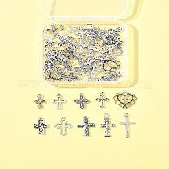 チベット風合金ペンダント3セット  クロステーマペンダントセット  アンティークシルバー  18~27x11~20x1~3.5mm  穴：1.5~3mm&nbsp;FIND-FS0003-92