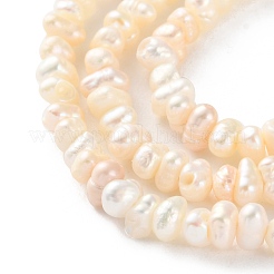 天然養殖淡水パールビーズ連売り  ロンデル  グレード3a+  古いレース  3~4mm  穴：0.7mm  約124~150個/連  13.39''~13.78''（34~35センチメートル）&nbsp;PEAR-I007-02K-01A