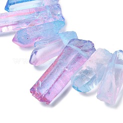 ツートンの天然水晶ビーズ連売り  染め  ファセット弾丸  トップ掘削  24~50x9.5x8mm  穴：1.7mm  約21個/連  7.28''~7.68''（18.5~19.5センチメートル）&nbsp;G-Z131-K01-01