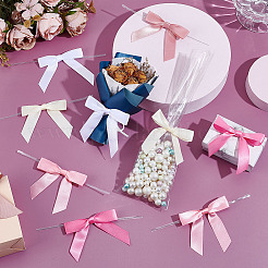 90個 6スタイル ポリエステル包装リボン 蝶結び  鉄線ツイストタイ付き  DIYギフトラップ装飾用  結婚式のお菓子パーティーの装飾  ミックスカラー  150x70mm&nbsp;AJEW-GA0008-14