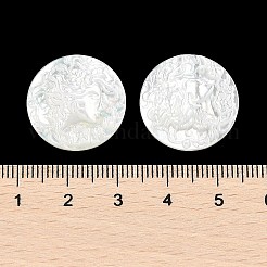 天然ホワイトシェル彫刻カボション  カメオの女性を描いたフラットラウンド  20x3mm&nbsp;SSHEL-I026-03B-06
