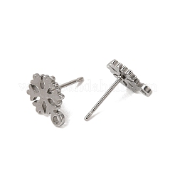 304ステンレススチールスタッドピアス金具  カン付き  スノーフレーク  プラチナ  11x7.5mm  ピン：11mm&nbsp;SA-CBAAD0D-07P