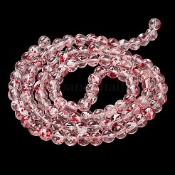 ベーキングペイント透明ガラスビーズ連売り  ラウンド  レッド  8mm  穴：1.2mm  約102個/連  30.24''（76.8センチメートル）&nbsp;DGLA-R053-02D