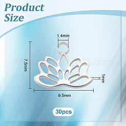 304ステンレススチールチャーム30個  蓮のチャーム  ステンレス鋼色  7.5x9.5x1mm  穴：1.4mm&nbsp;STAS-UN0048-72