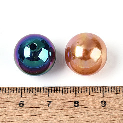 UVメッキ不透明アクリルビーズ  パールカラーの  ラウンド  ミックスカラー  16mm  穴：2~2.5mm&nbsp;PACR-T019-01M