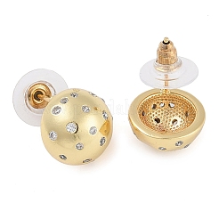 真鍮マイクロパヴェクリアキュービックジルコニアスタッドイヤリング（女性用）  ラウンド  18KGP本金メッキ  13mm&nbsp;EJEW-S225-15G