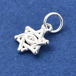 スターリングシルバーのダビデの星とアイチャーム925個  丸カン付き  銀  12x9x2.5mm  穴：4mm&nbsp;STER-M119-11S