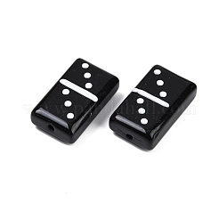 焼き絵の具、ガラス、エナメル、ビーズ  ドットの長方形  ブラック  24.5x14.5x8.5mm  穴：1.8mm&nbsp;LAMP-R004-02B
