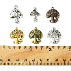 30個 6スタイル チベットスタイル 合金 マッシュルームペンダント  カドミウムフリー＆ニッケルフリー＆鉛フリー  ミックスカラー  20~26x14~19x3~5.4mm  穴：1.8~2.2mm  5個/スタイル&nbsp;TIBE-FS0001-14