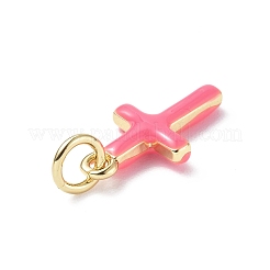 本物の 18k 金メッキ環境に優しいラック メッキ真鍮エナメル ペンダント  長持ちメッキ  丸カン付き  鉛フリー＆カドミウムフリー  クロスチャーム  ミックスカラー  15x8x3mm  穴：3.4mm&nbsp;KK-F845-40G