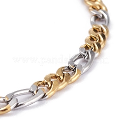 PVD 真空メッキ 304 ステンレス フィガロ チェーン ブレスレット  カニカン付き  ゴールデン·ステンレス鋼色  7-3/8インチ（18.8cm）&nbsp;BJEW-I295-07GP