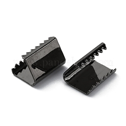 真鍮製カシメリボン止めエンドパーツ  圧着端のパーツ  ガンメタ色  10x7mm&nbsp;KK-WH0046-34A-B