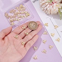 真鍮製ペンダント40個  ちょう結びのチャーム  18KGP本金メッキ  11x11.5x1mm  穴：1.2mm&nbsp;KK-UN0004-67