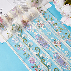 10ヤード 5色 ポリコットン 刺繍フラワーレースリボン  服飾材料  ミックスカラー  3-1/2インチ（90mm）  2ヤード/カラー&nbsp;AJEW-CY0001-36