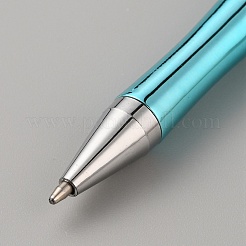 プラスチックボールペン  ビーズペン  ジュエリービーズ付きDIYパーソナライズペン用  シアン  146x12mm&nbsp;FIND-TAC0010-85D