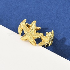 女性用真鍮カフリング  カドミウムフリー＆鉛フリー  ラックめっき  長持ちメッキ  18KGP本金メッキ  シェル形状  11mm  内径: 調節可能&nbsp;RJEW-H256-17A-G