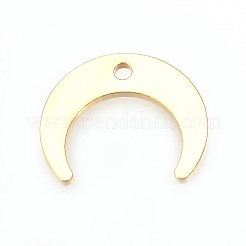 真鍮製チャーム  ダブルホーン/三日月  ニッケルフリー  18KGP本金メッキ  9x11x0.8mm  穴：1mm&nbsp;KK-R058-179G