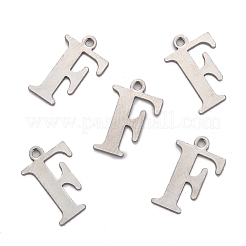 変色しにくい304ステンレススチールのアルファベットチャーム  ステンレス鋼色  文字.f  12x8x1mm  穴：1mm&nbsp;STAS-H122-F-P