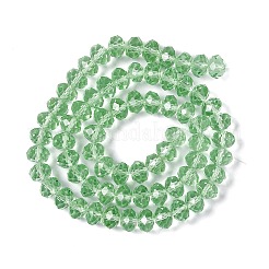 変色防止の手作りガラスビーズ  ファセットロンデル  淡緑色  12x8mm  穴：1mm  約68~70個/連  58~59cm&nbsp;G02YI0J4