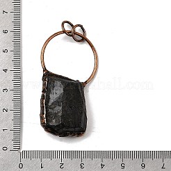 天然黒トルマリンビッグペンダント  赤銅真鍮の金具と丸カンが付いたナゲットチャーム  51~55x30~27x17~19.5mm  穴：6.5mm&nbsp;G-A270-01R