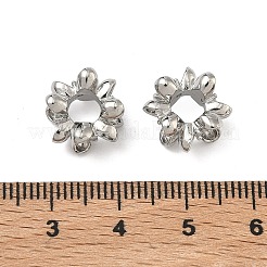 花柄の真鍮製クリアキュービックジルコニアヨーロピアンビーズ  大穴ビーズ  カドミウムフリー＆鉛フリー  ラックめっき  長持ちメッキ  プラチナ  13x7.5mm  穴：5mm&nbsp;KK-D228-28P