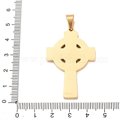 304ステンレスペンダント  フラットラウンドと交差  PVD真空メッキ  長持ちメッキ  ゴールドカラー  45x29x3mm  穴：8x5mm&nbsp;STAS-P421-11G