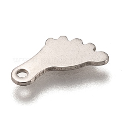 変色しない201ステンレススチールチャーム  レーザー切断  足  ステンレス鋼色  13.5x8.5x1mm  穴：1.4mm&nbsp;STAS-I172-36P