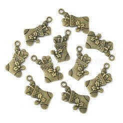 合金ペンダント  カドミウムフリー＆ニッケルフリー＆鉛フリー  クリスマスの靴下  アンティークブロンズ  21x13x3mm  穴：2mm&nbsp;TIBEP-A18560-AB-FF